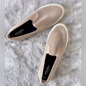Sperry Seaside Perforated Slip On Shoes, Rose, Size 9.5M